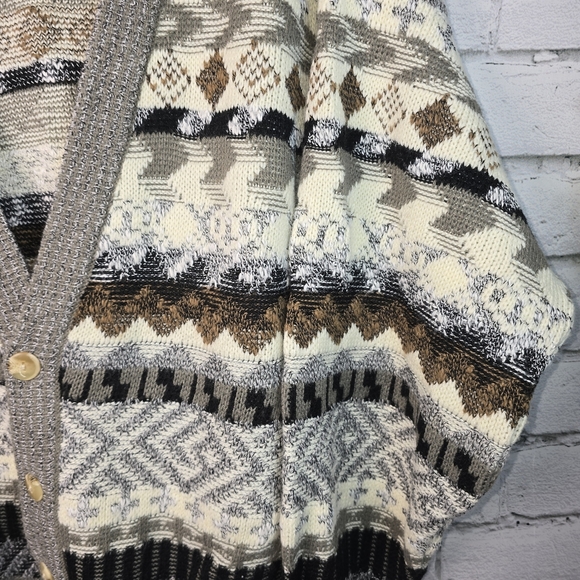 VINTAGE EXPRESSIONS INTERNATIONAL CARDIGAN SWEATER STRIPED GRANDPA MENS SIZE MED - Picture 6 of 10